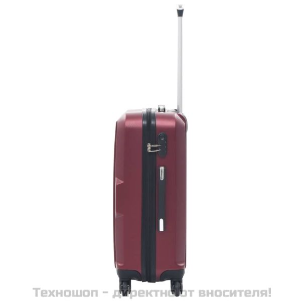 Комплект твърди куфари с колелца, 3 бр, виненочервен, ABS