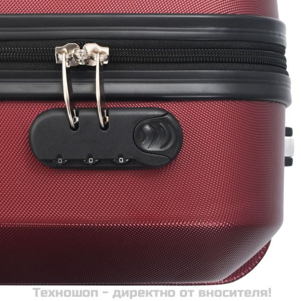 Комплект твърди куфари с колелца, 3 бр, виненочервен, ABS