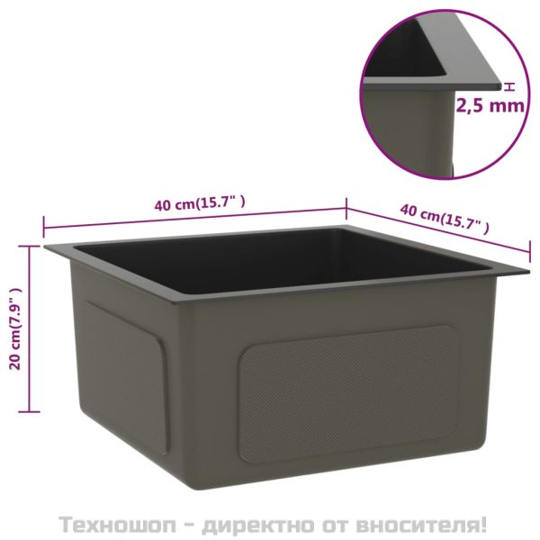 Ръчно изработена кухненска мивка, черна, неръждаема стомана