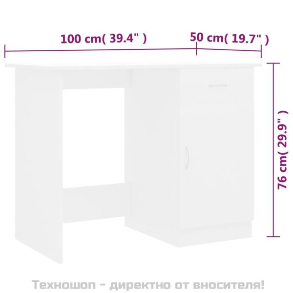 Бюро, бяло, 100x50x76 см, инженерно дърво