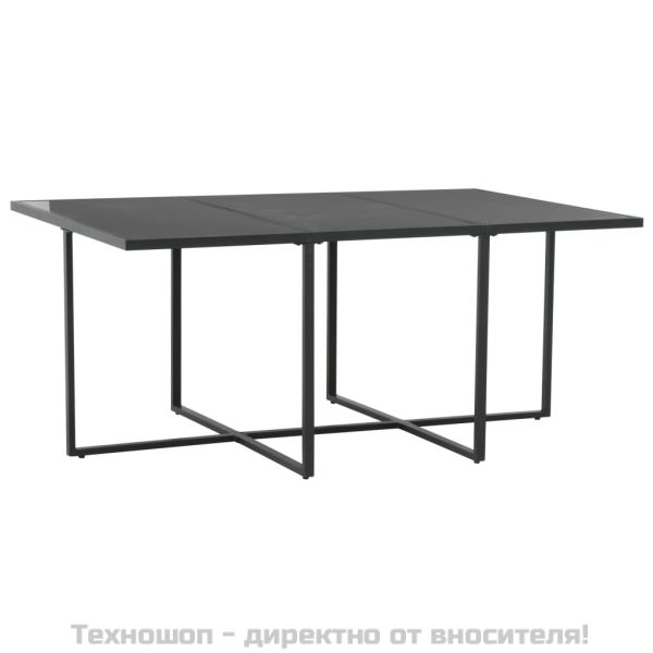 Градински комплект с възглавници, 7 части, полиратан, черен