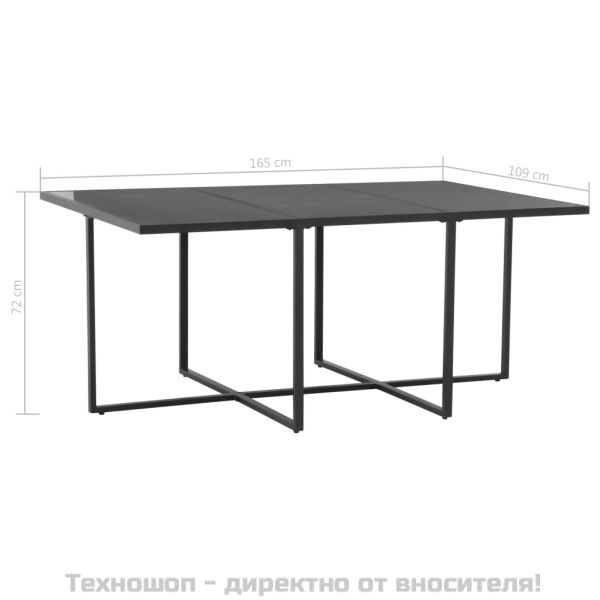 Градински комплект с възглавници, 7 части, полиратан, черен