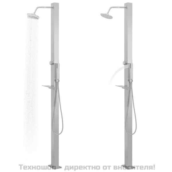 Градински душ, неръждаема стомана, прав