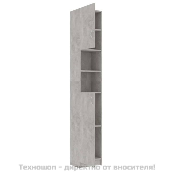 Шкаф за баня, бетонно сив, 32x25,5x190 см, инженерно дърво