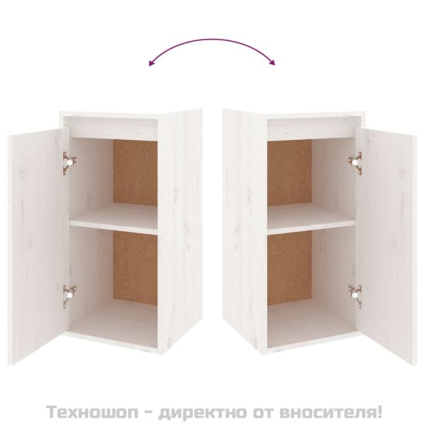 Стенни шкафове, 2 бр, бели, 30x30x60 см, бор масив