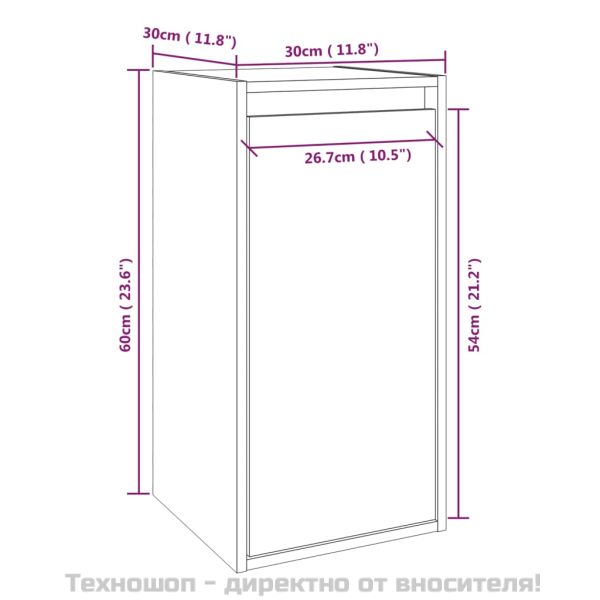 Стенни шкафове, 2 бр, бели, 30x30x60 см, бор масив