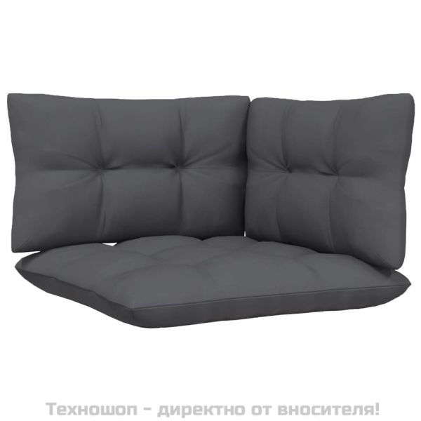 Градински лаундж комплект 3 части с възглавници бял бор масив