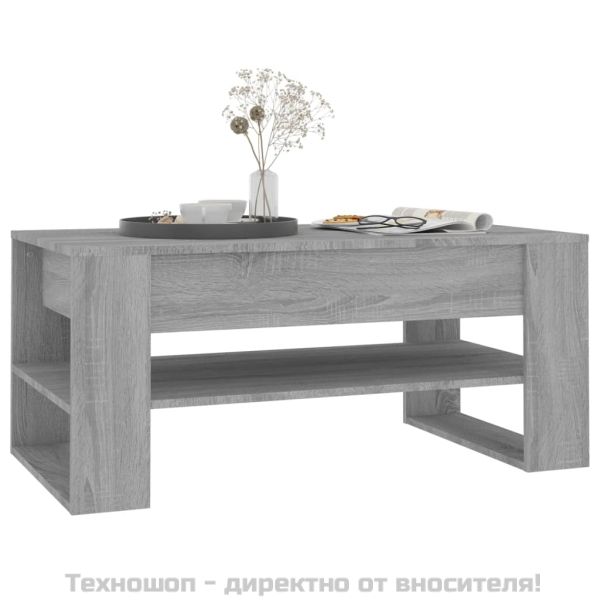 Кафе маса, Сив сонома, 102x55x45 см, инженерно дърво