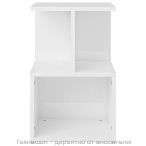 Нощни шкафчета, 2 бр, бял гланц, 35x35x55 см, инженерно дърво