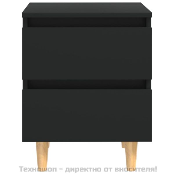 Нощни шкафчета с крака от боров масив, 2 бр, черни, 40x35x50 см