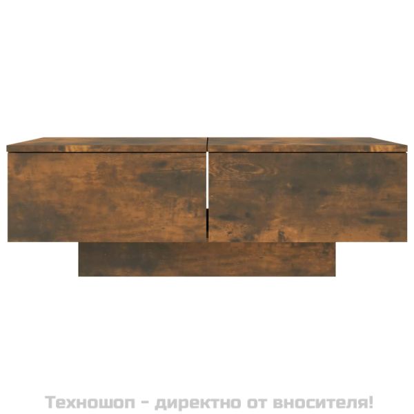 Маса за кафе, опушен дъб, 90x60x31 см, инженерно дърво