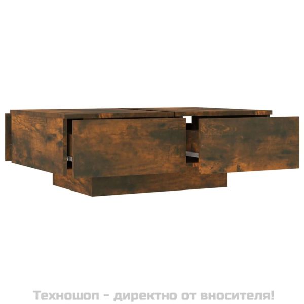 Маса за кафе, опушен дъб, 90x60x31 см, инженерно дърво