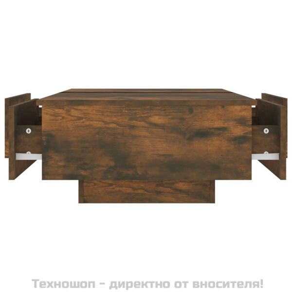 Маса за кафе, опушен дъб, 90x60x31 см, инженерно дърво