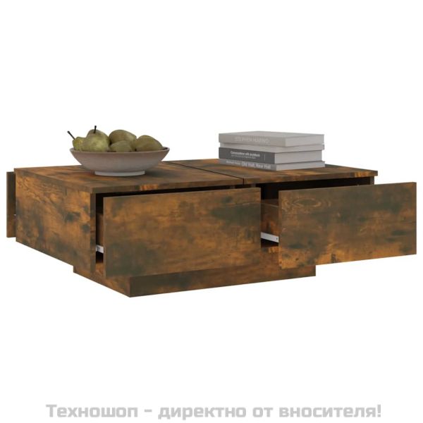 Маса за кафе, опушен дъб, 90x60x31 см, инженерно дърво