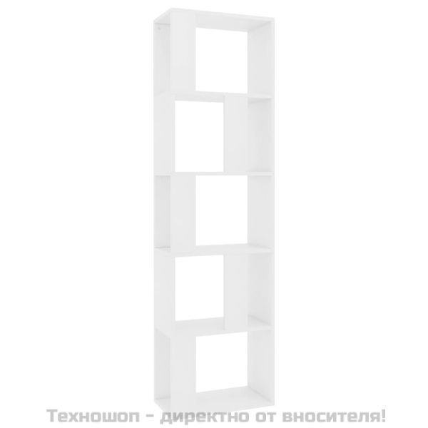Библиотека/разделител за стая бяла 45x24x159 см инженерно дърво