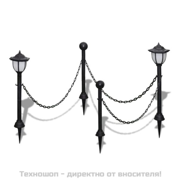 Градинска верижна преграда - соларно осветление, 2 LED лампи  2 стълба