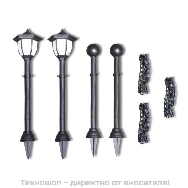 Градинска верижна преграда - соларно осветление, 2 LED лампи  2 стълба