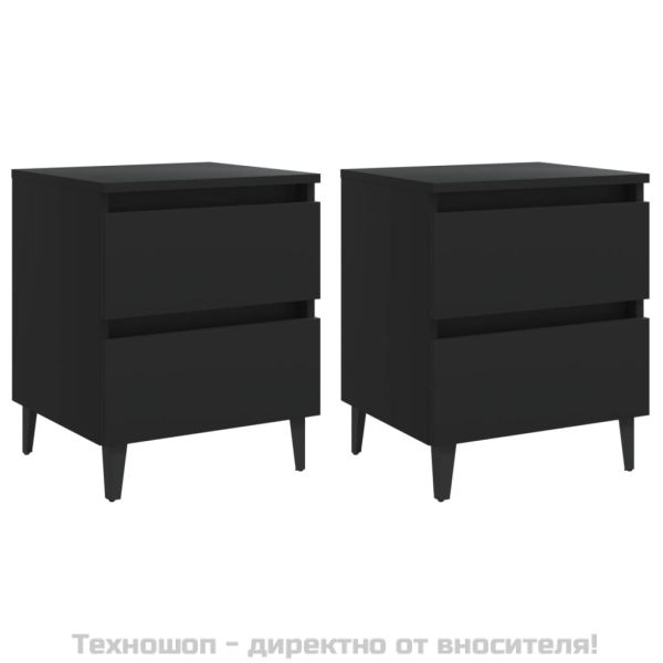 Нощни шкафчета, 2 бр, черни, 40x35x50 см, инженерно дърво
