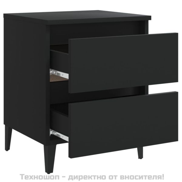 Нощни шкафчета, 2 бр, черни, 40x35x50 см, инженерно дърво