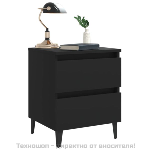 Нощни шкафчета, 2 бр, черни, 40x35x50 см, инженерно дърво