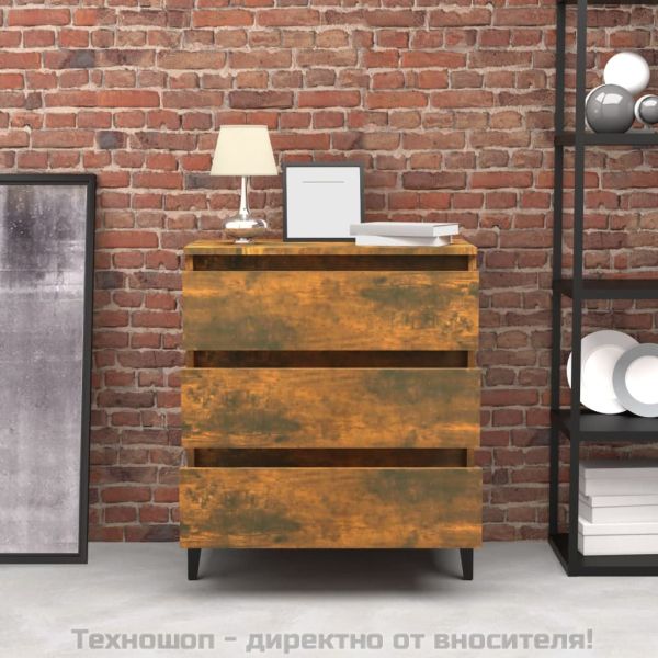 Сайдборд, опушен дъб, 60x35x69 см, инженерно дърво