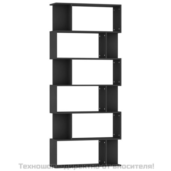 Етажерка разделител за стая черна 80x24x192 см инженерно дърво