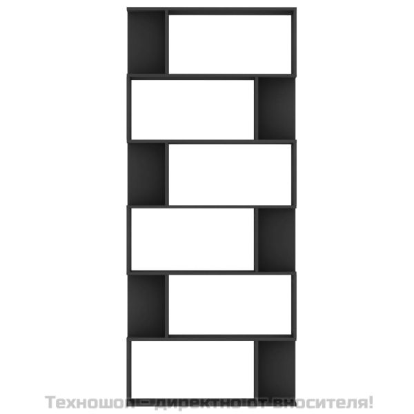 Етажерка разделител за стая черна 80x24x192 см инженерно дърво