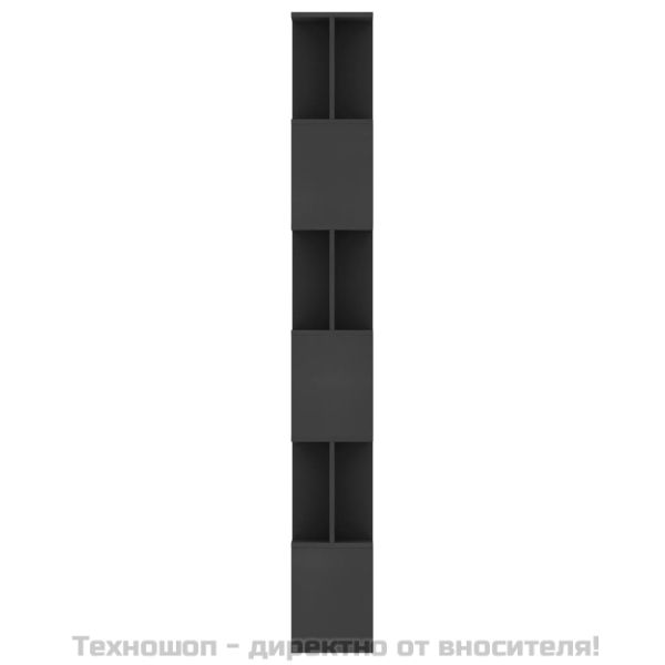 Етажерка разделител за стая черна 80x24x192 см инженерно дърво