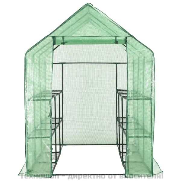 Тунелна оранжерия с 12 рафта, стомана, 143x214x196 см