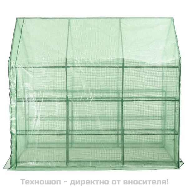 Тунелна оранжерия с 12 рафта, стомана, 143x214x196 см