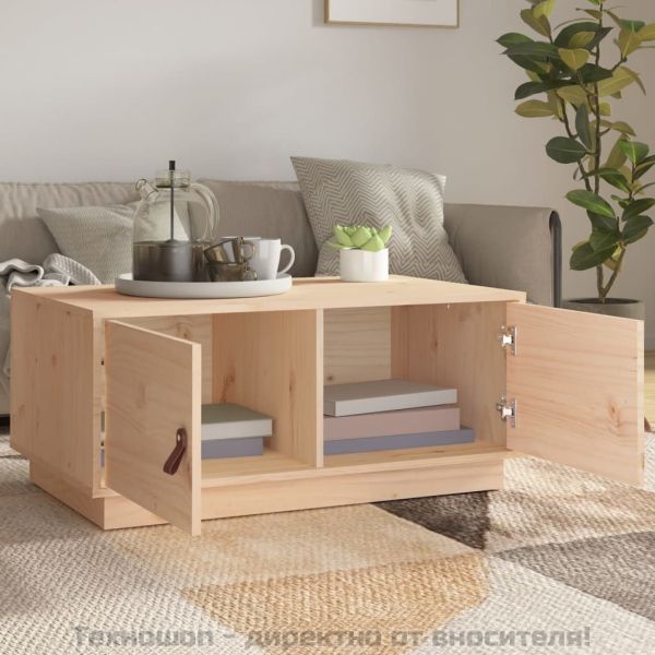 Кафе маса, сивa, 80x50x35 см, борово дърво масив