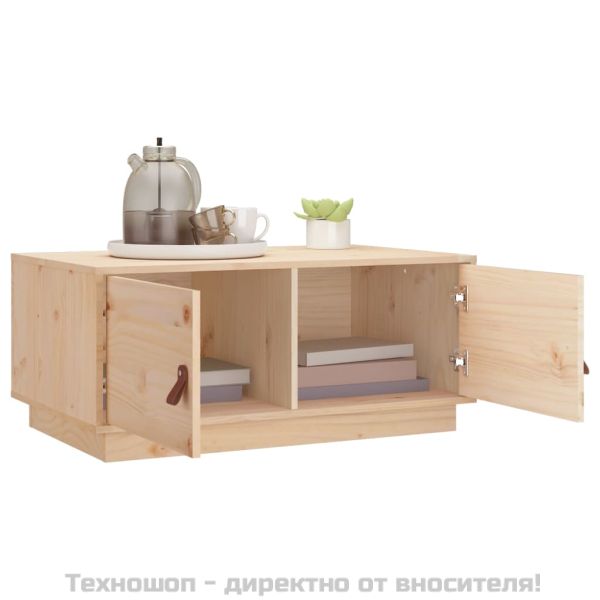 Кафе маса, сивa, 80x50x35 см, борово дърво масив