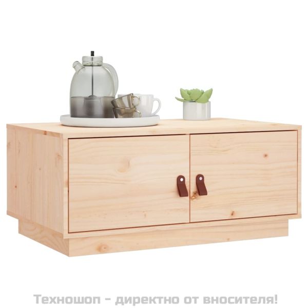 Кафе маса, сивa, 80x50x35 см, борово дърво масив