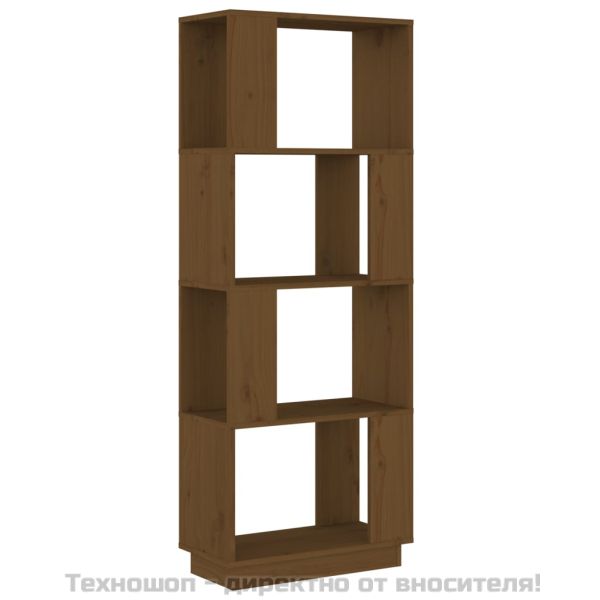 Библиотека/разделител за стая, меденокафява, 51x25x132 см, бор