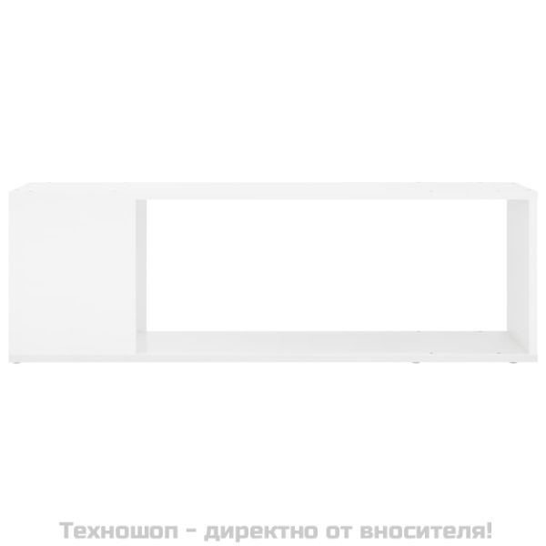 ТВ шкаф, бял гланц, 100x24x32 см, инженерно дърво