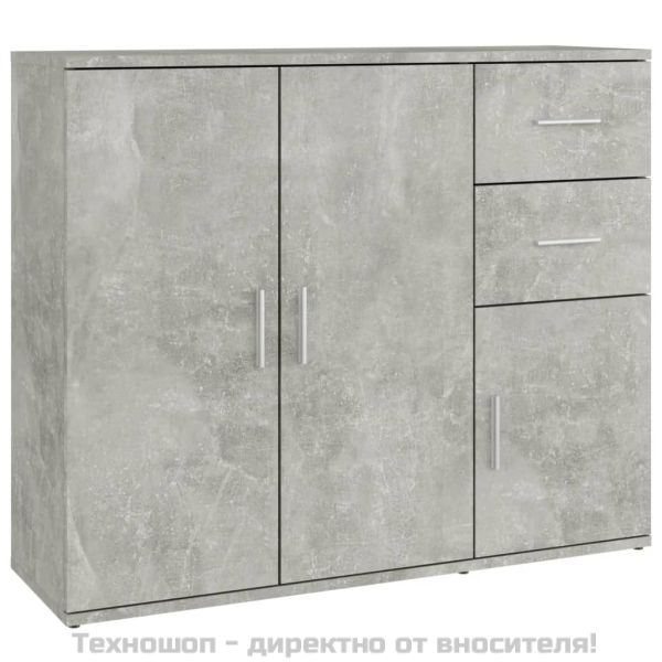 Сайдборд, бетонно сив, 91x29,5x75 см, инженерно дърво