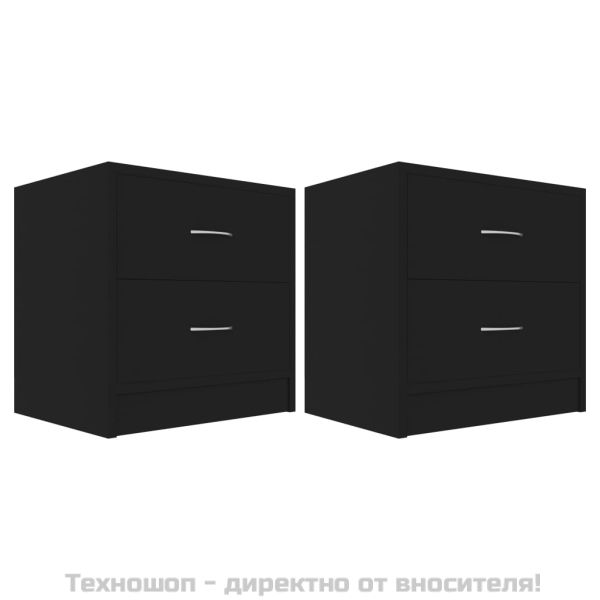 Нощни шкафчета, 2 бр, черни, 40x30x40 см, инженерно дърво
