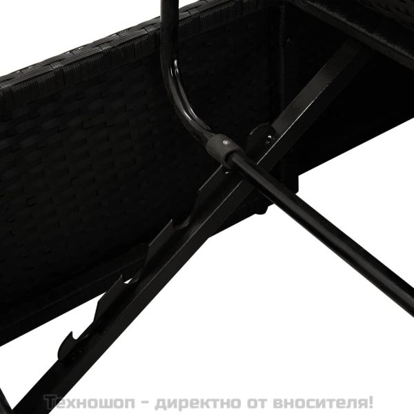 Градинско легло с възглавници, полиратан, черно