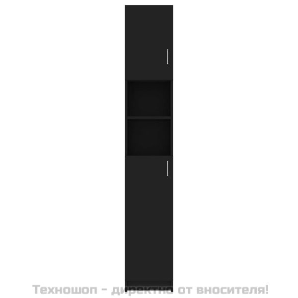 Шкаф за баня, черен, 32x25,5x190 см, инженерно дърво