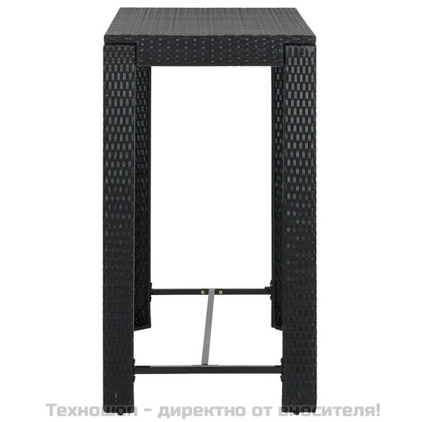 Градинска бар маса, черна, 100x60,5x110,5 см, полиратан