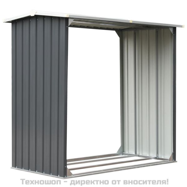 Навес за дърва, поцинкована стомана, 172x91x154 см, сив