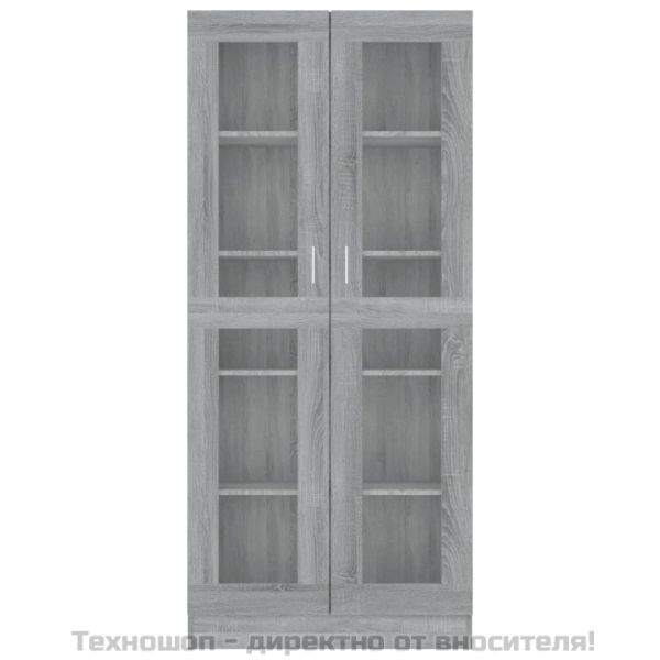 Шкаф витрина, сив сонома, 82,5x30,5x185 см, инженерно дърво