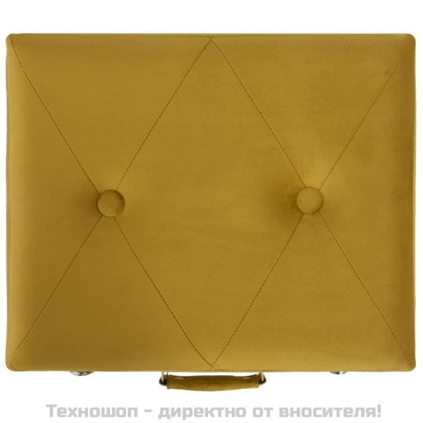 Табуретка за съхранение, 40 см, горчица жълто, кадифе