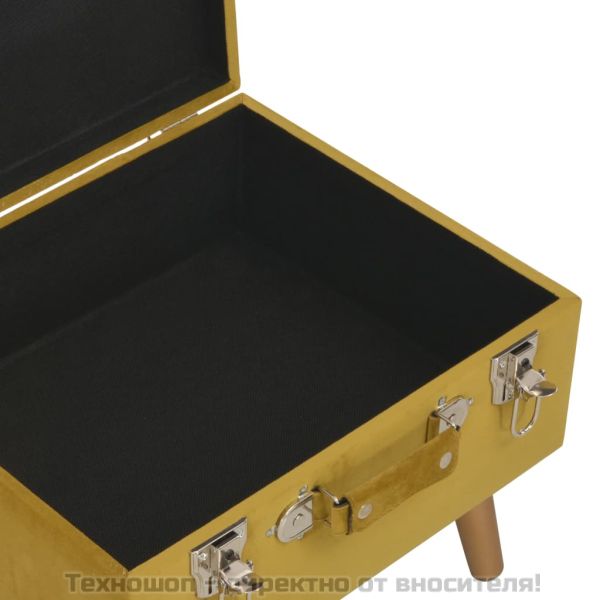 Табуретка за съхранение, 40 см, горчица жълто, кадифе