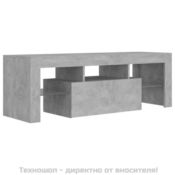 ТВ шкаф с LED осветление, бетонно сив, 120x35x40 см