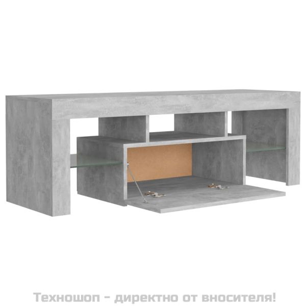 ТВ шкаф с LED осветление, бетонно сив, 120x35x40 см