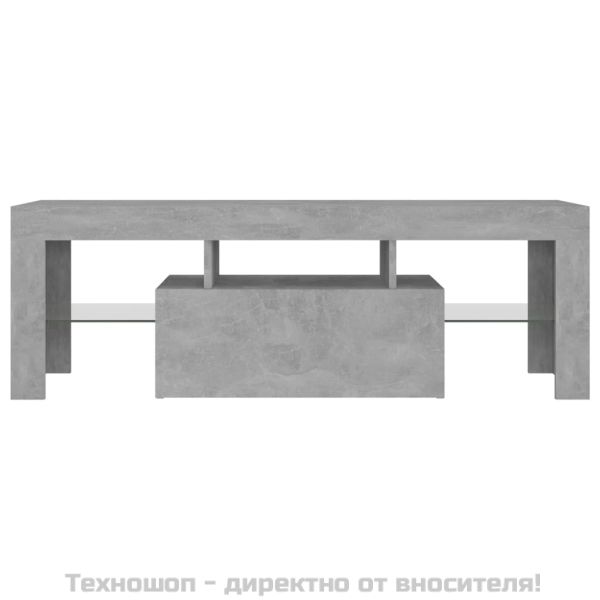 ТВ шкаф с LED осветление, бетонно сив, 120x35x40 см