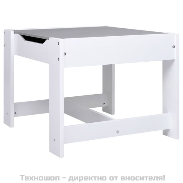 Детска масичка с 2 столчета, бяла, МДФ