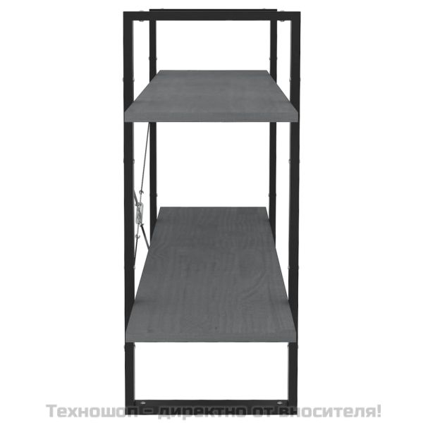 2-етажна библиотека, сива, 100x30x70 см, борово дърво масив