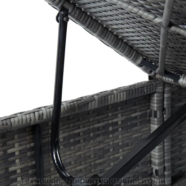 Шезлонг с шалте и маса за чай, полиратан, сив